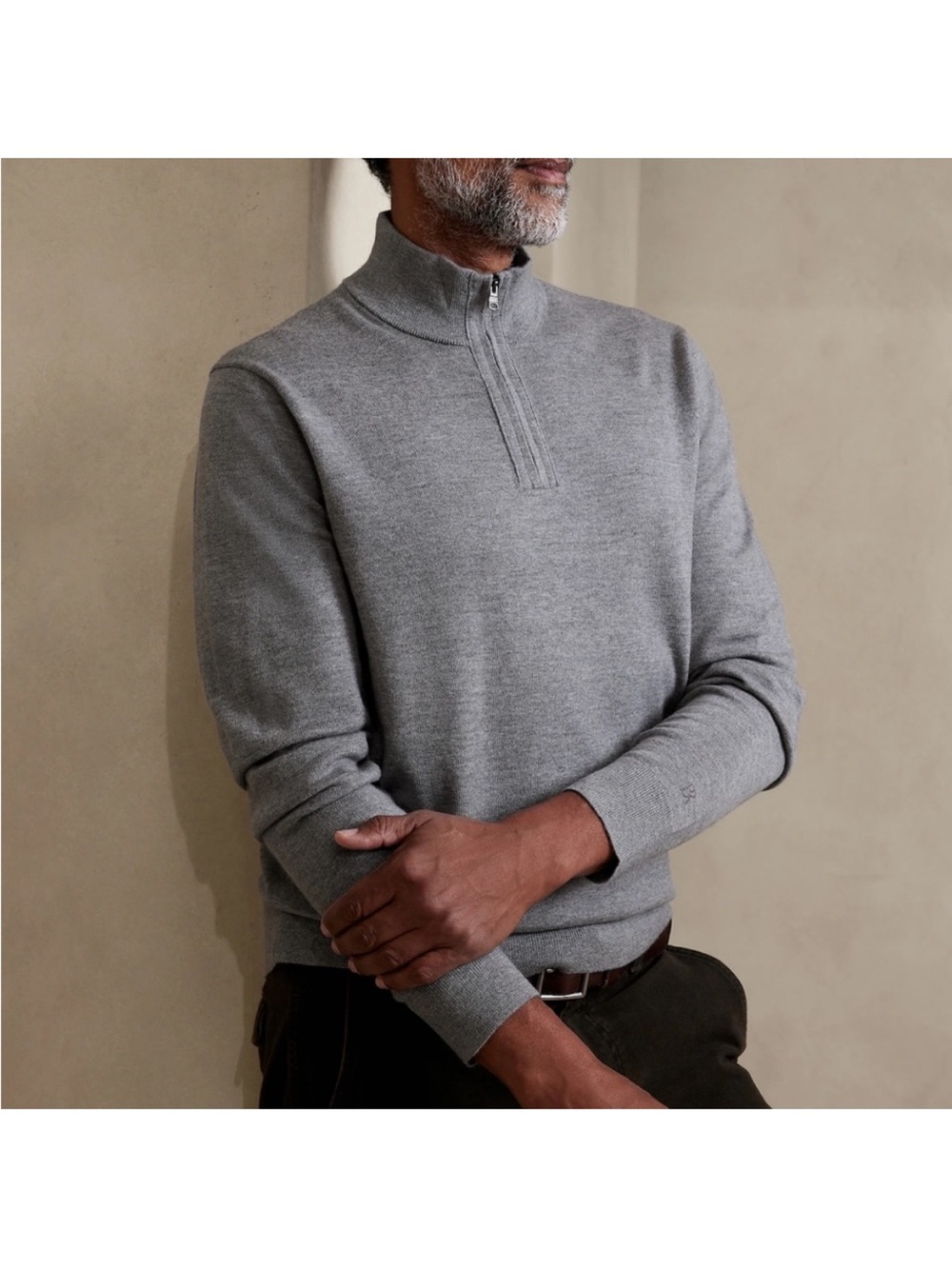 Banana Republic Gray Half-Zip Sweater